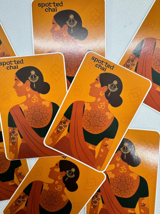 Spotted Chai Woman Sticker – Vitiligo Awareness & Desi Self - Love - Spotted Chai