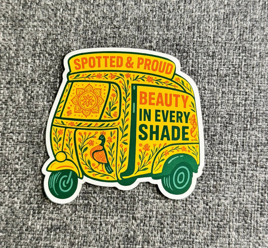 Spotted & Proud - Vitiligo rickshaw sticker - Spotted Chai