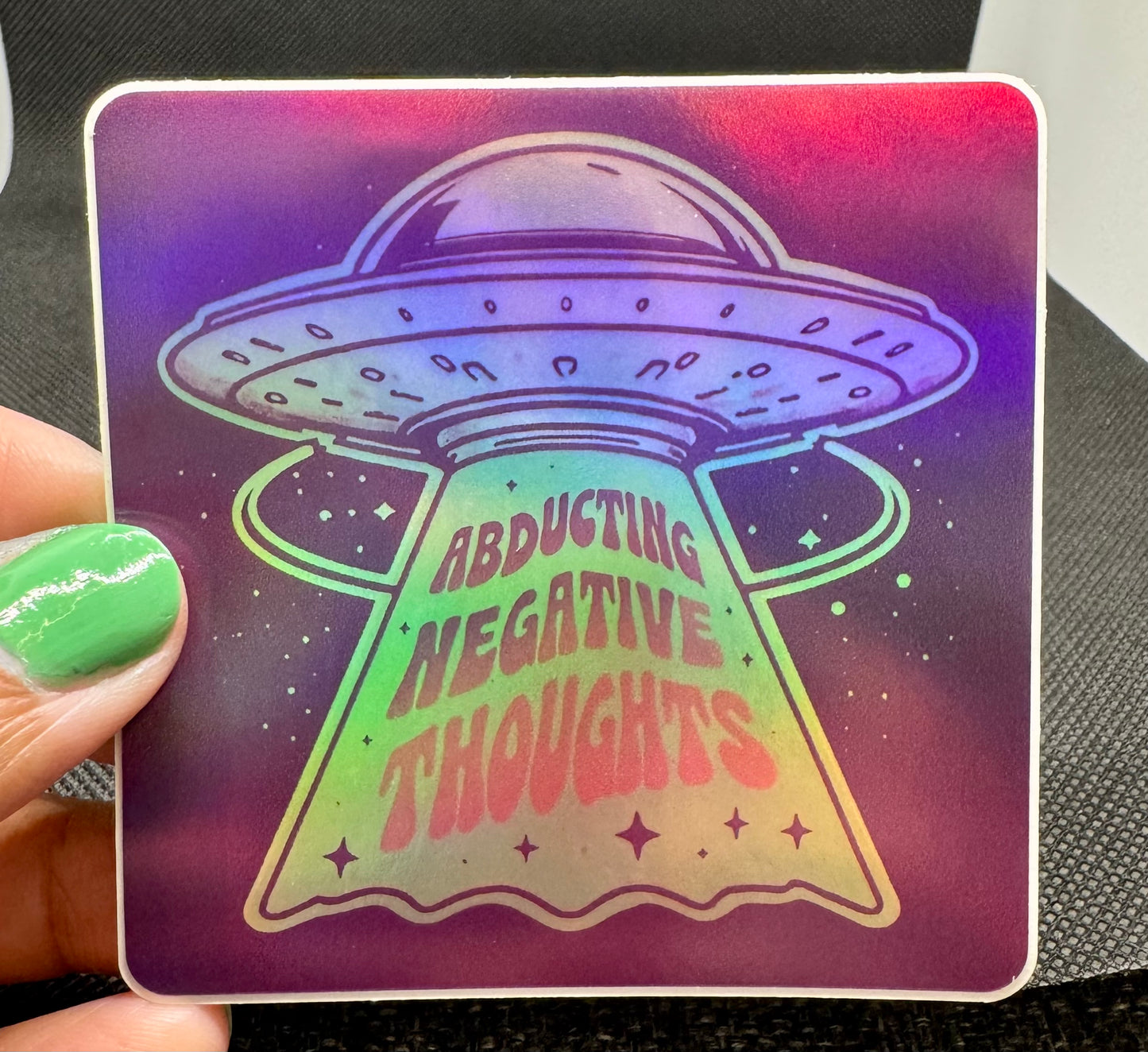 Abducting negative thoughts- vinyl sticker