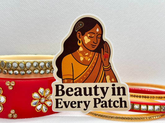 vitiligo awareness sticker
	•	Desi body positivity
	•	empowering sticker for women
	•	chai-themed self-love sticker